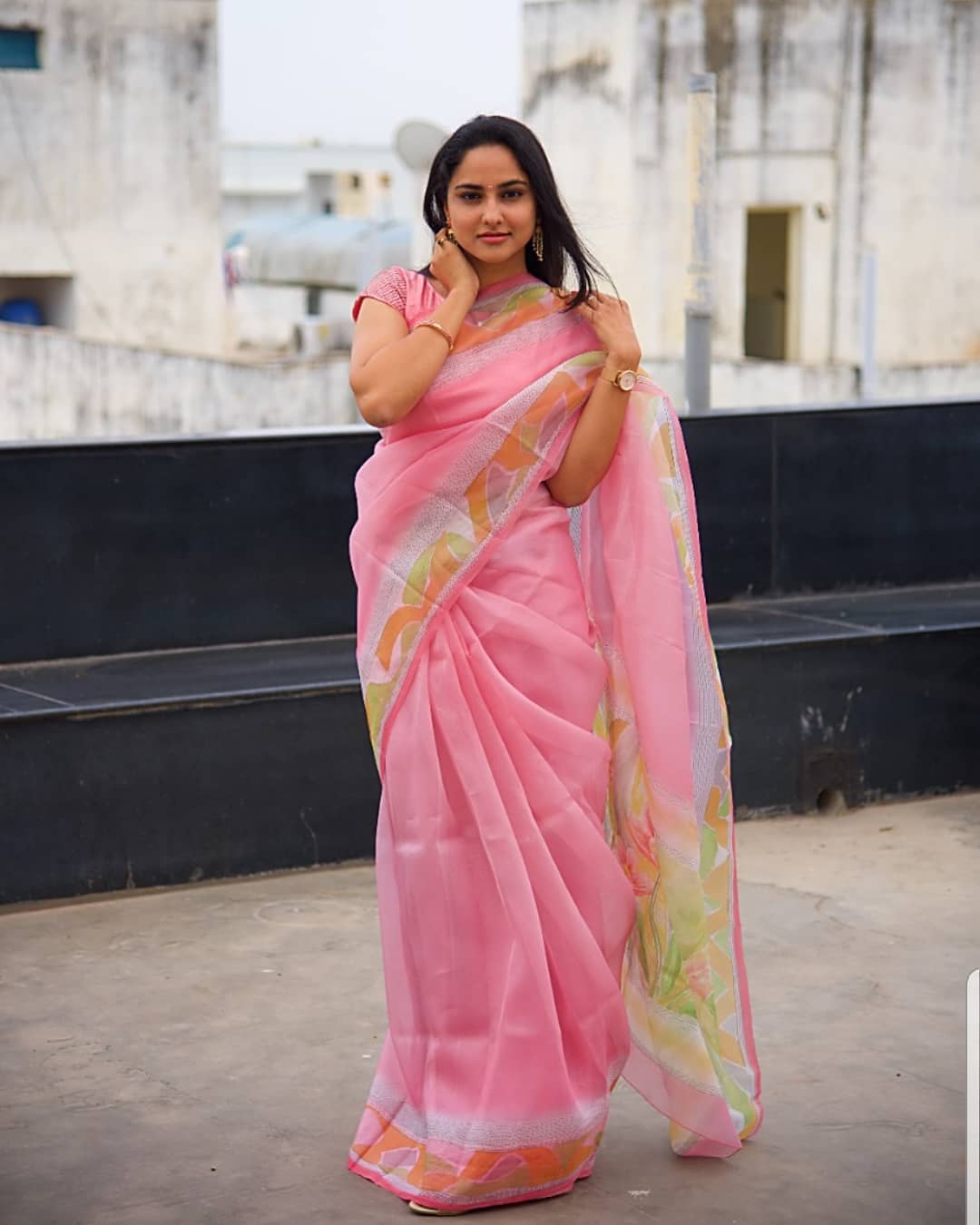 TELUGU TV ANCHOR KASI ANNAPURNA IMAGES IN PINK SAREE 21